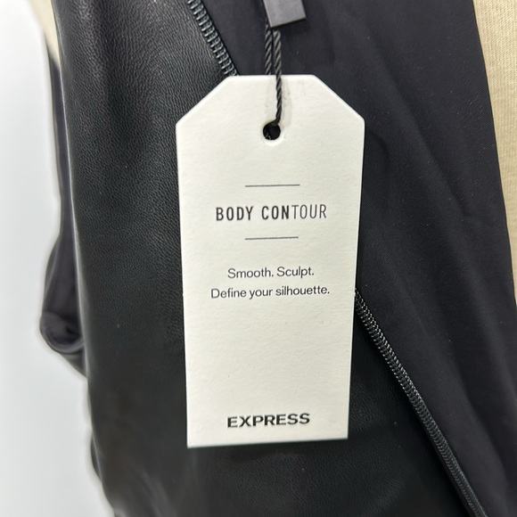 Express Body Contour Faux Leather Twist Front Midi Dress W/Built-In Shapewear Lg - Picture 11 of 13